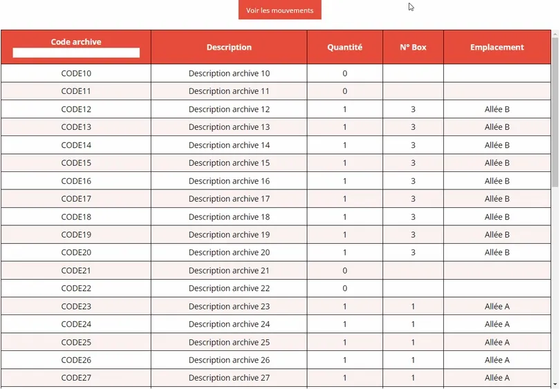 Interface de gestion des archives en ligne — Ladreyt Valence